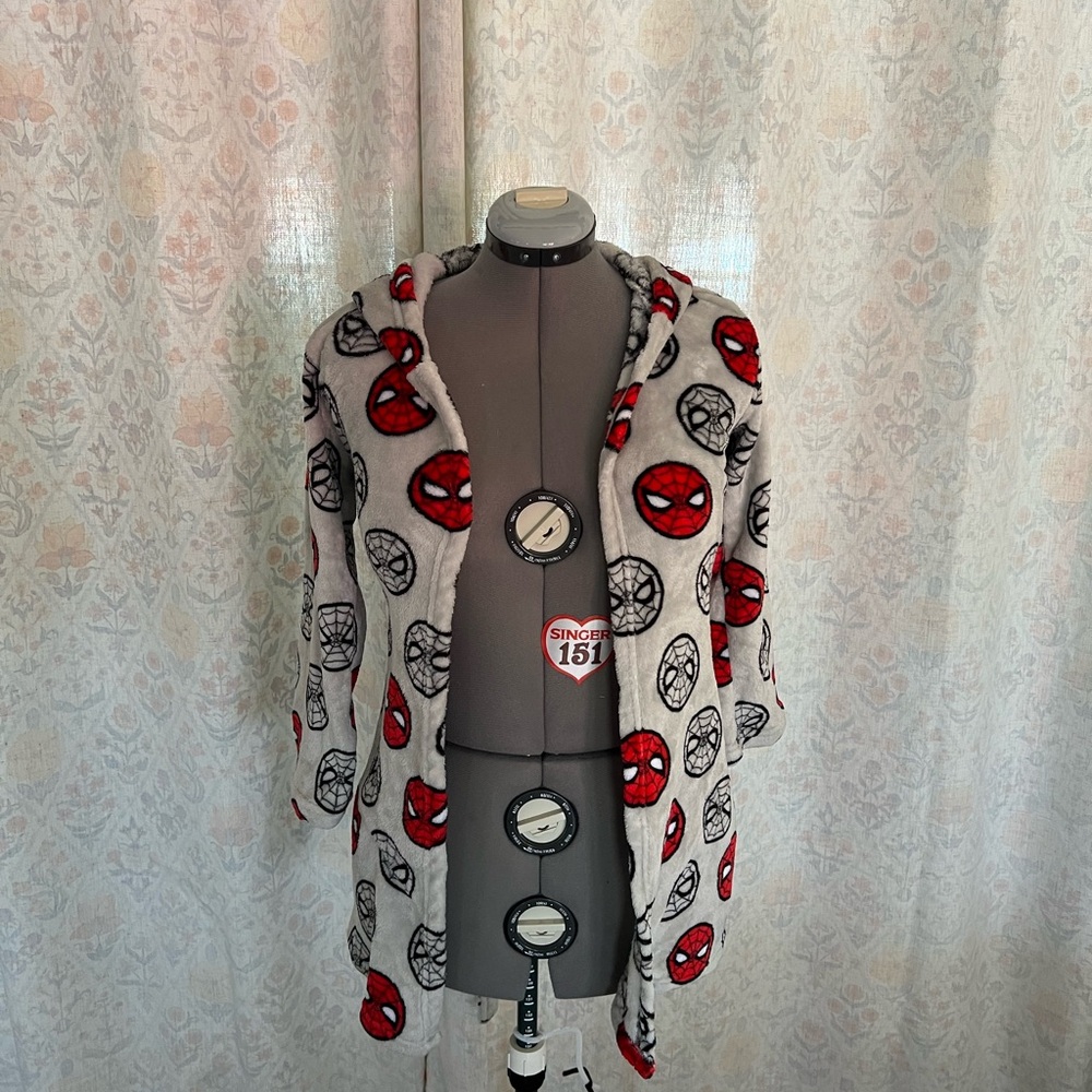 Kids Spider Man Gray and Red Hooded Robe